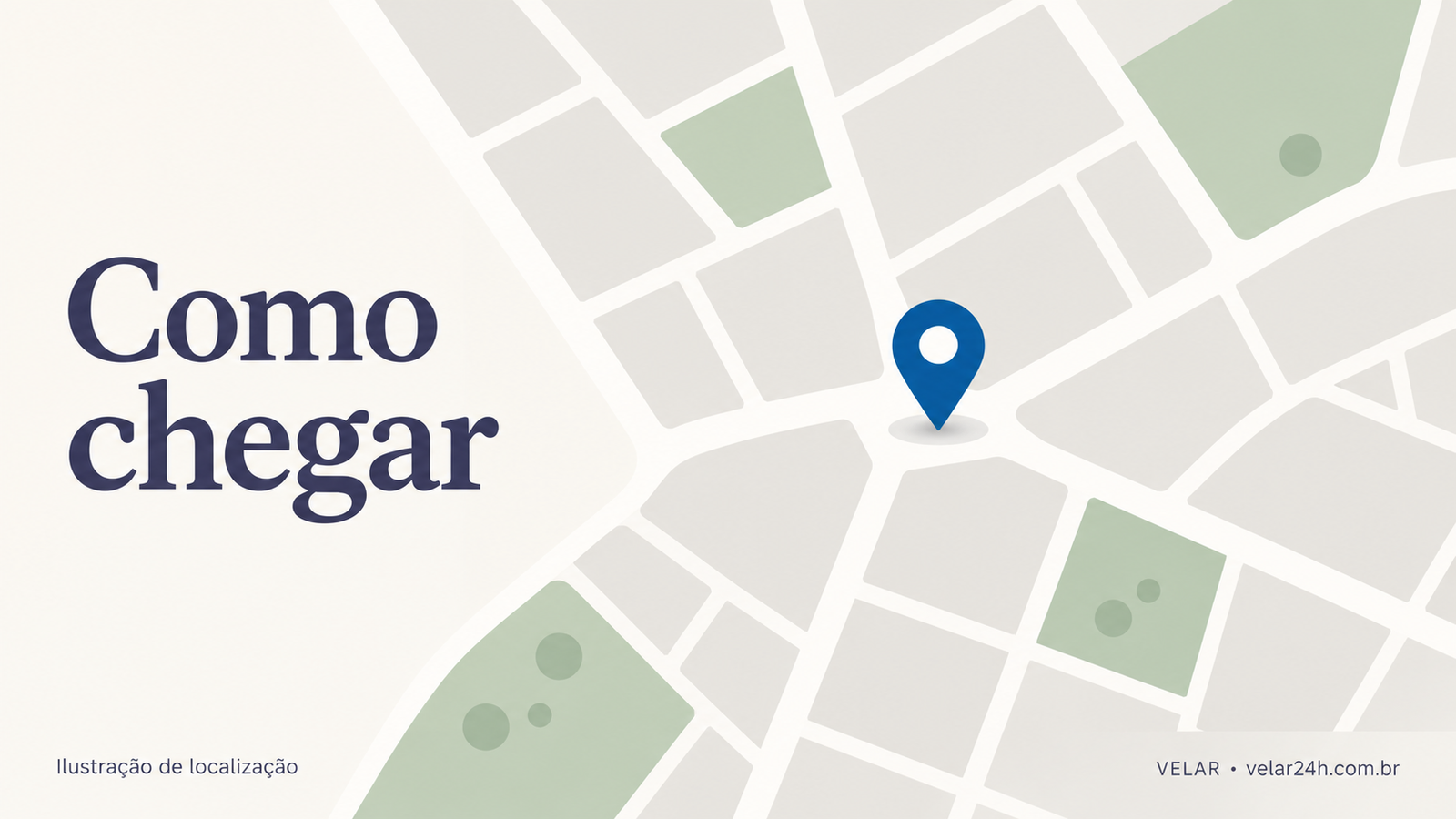 Ilustração de localização com o texto Como chegar